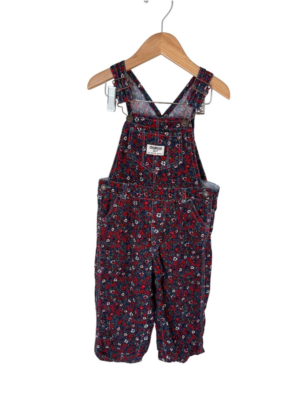 OshKosh B'gosh Red Floral Denim-Style Girls' Overalls 24 months